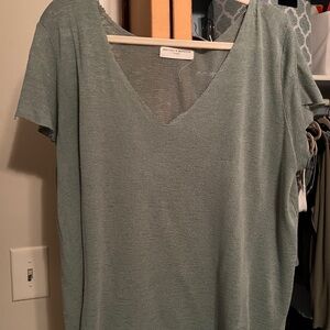 Project Social T Short Sleeve V-Neck Top in Sage